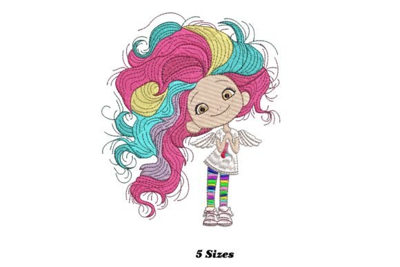 Cute Little Girl Angel Embroidery Design