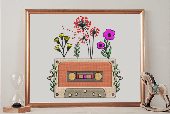 Floral Cassette Tape Embroidery