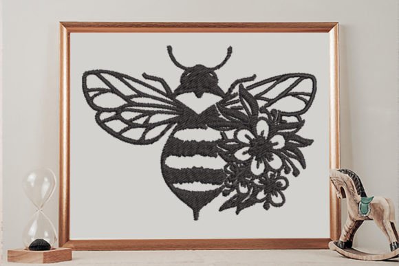 Floral Honey Bee Embroidery Design